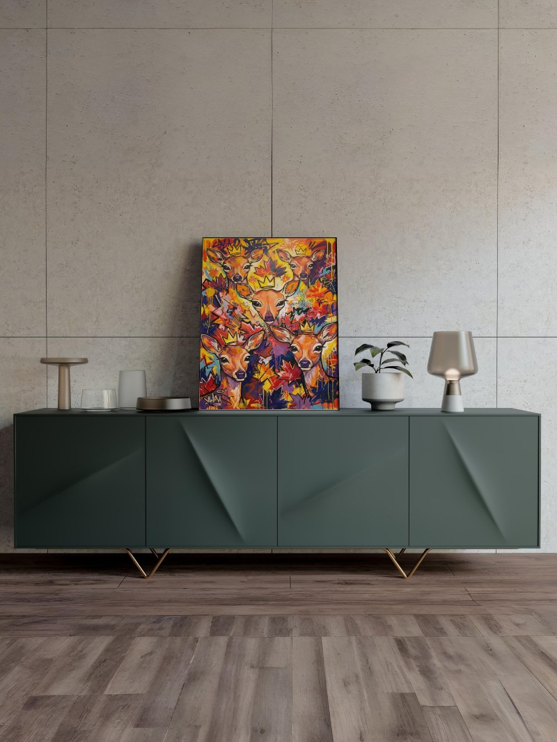 Tranh Đường Phố Hươu Nai Hiện Đại - Bản Giao Hưởng Hoang Dã mockup