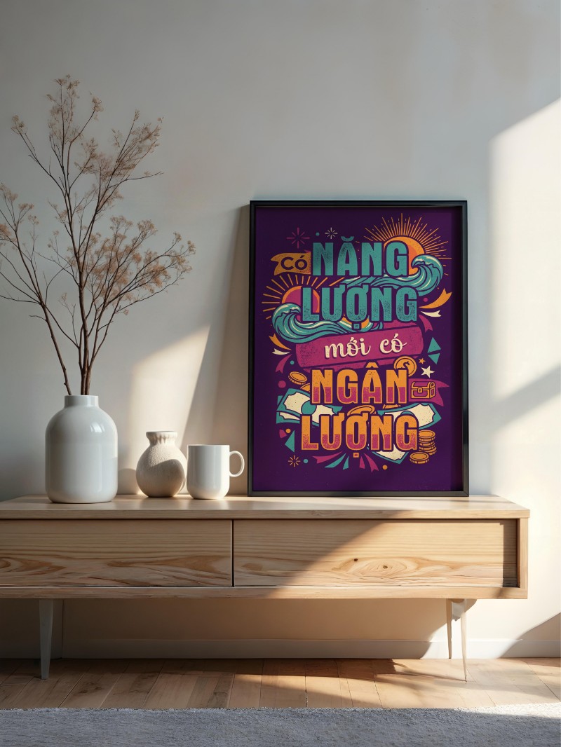 Tranh Động Lực Năng Lượng Sinh Ngân Lượng - Khơi Nguồn Thịnh Vượng mockup