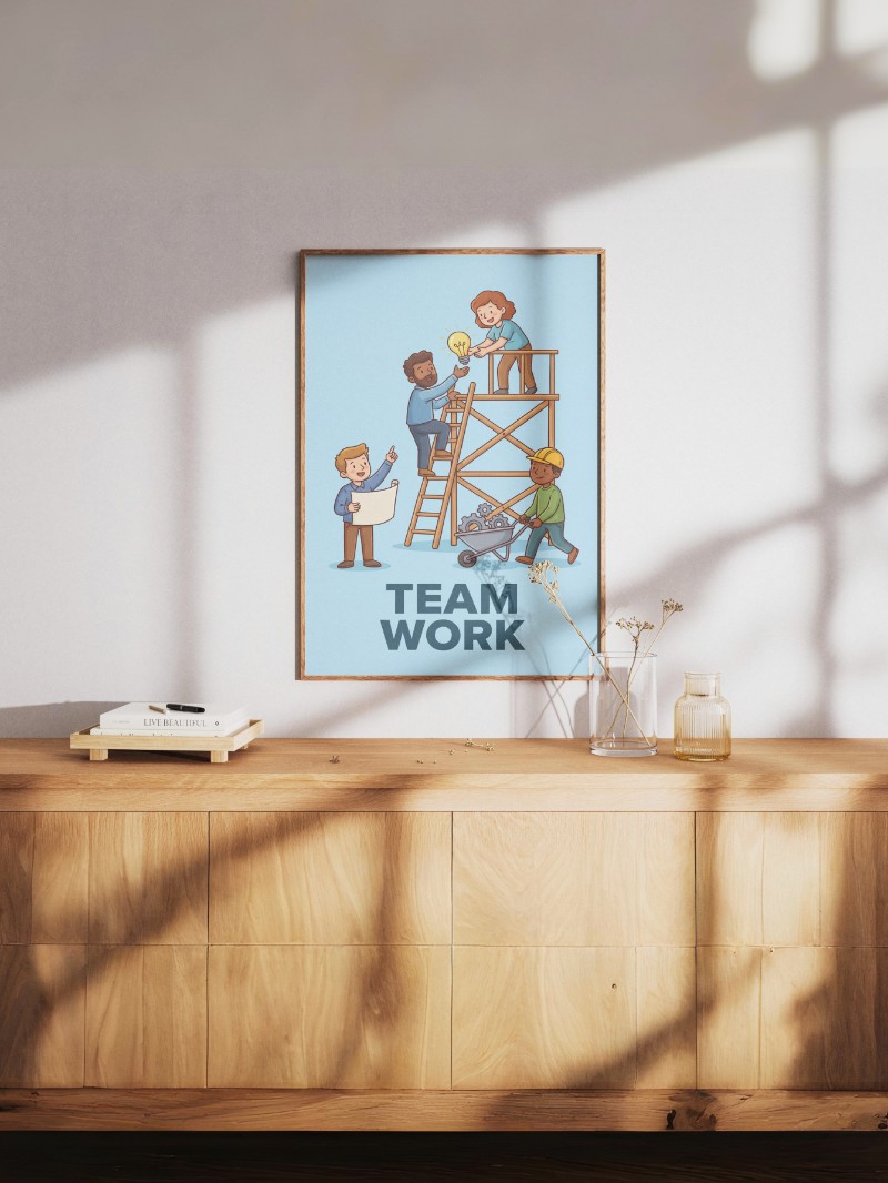 Tranh Động Lực "Sức Mạnh Tập Thể" – Nghệ Thuật Gắn Kết Văn Phòng mockup
