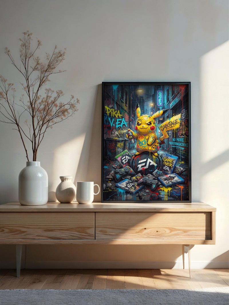 Tranh Graffiti Pika Phá Hoại EA - Đỉnh Cao Nghệ Thuật Đường Phố mockup