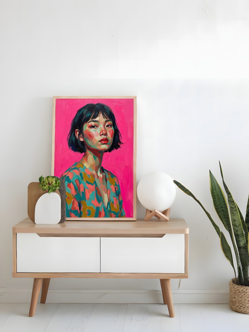 Nét Xuân Á Đông - Tranh In Nghệ Thuật Chân Dung Thiếu Nữ Hiện Đại mockup