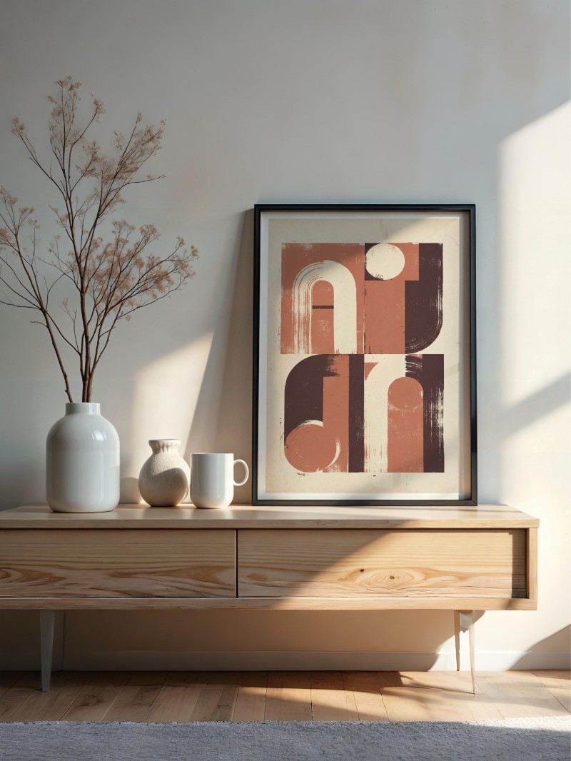 Tranh Apia Bauhaus Tối Giản: Vũ Điệu Hình Khối Và Sắc Màu Modernism mockup