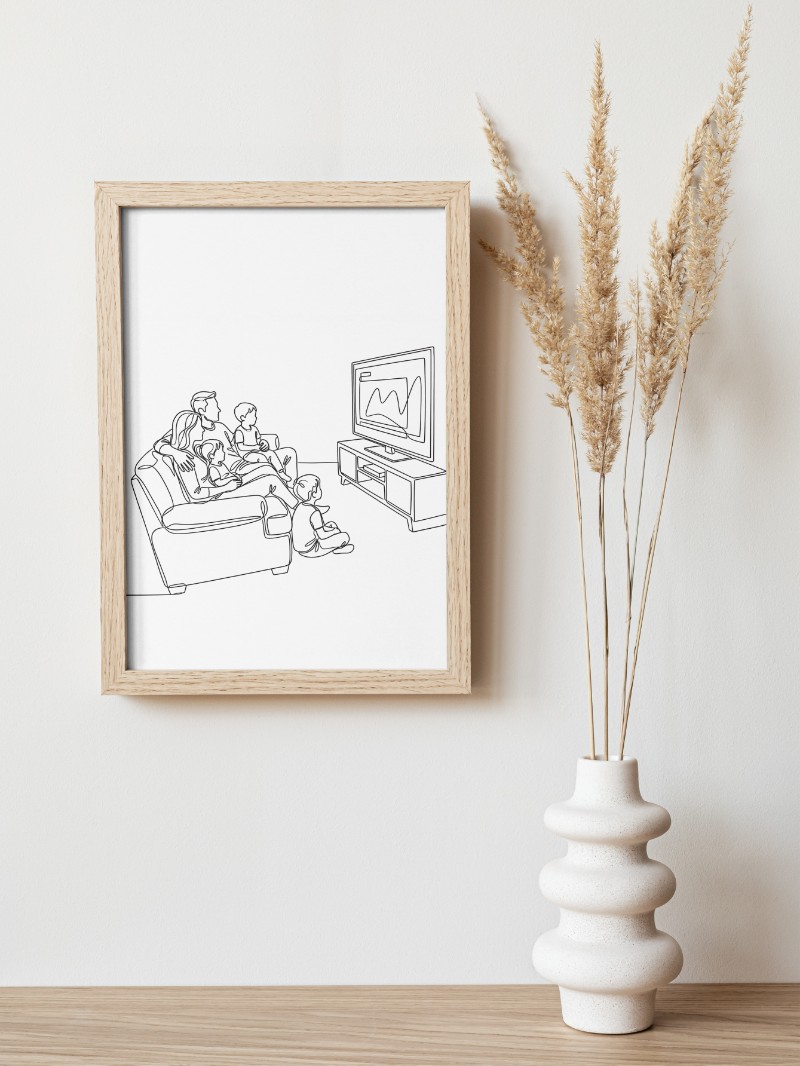 Tranh Line Art Gia Đình Sum Vầy - Nghệ Thuật Vẽ Nét Tối Giản mockup