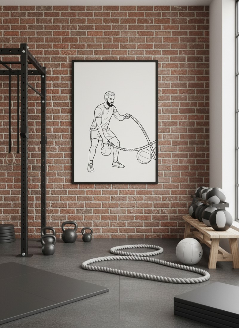 Phòng gym tại gia phong cách Industrial mockup