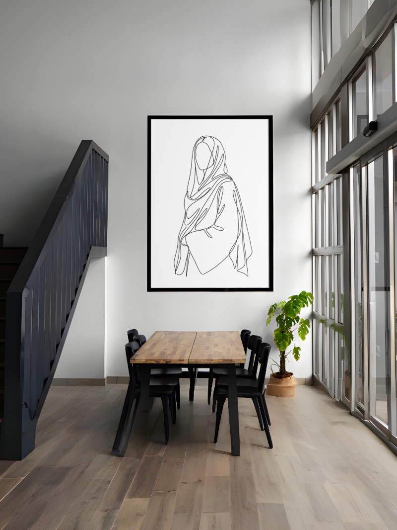 Tranh Line Art Vô Diện: Nét Vẽ Tối Giản Đánh Thức Tâm Hồn mockup