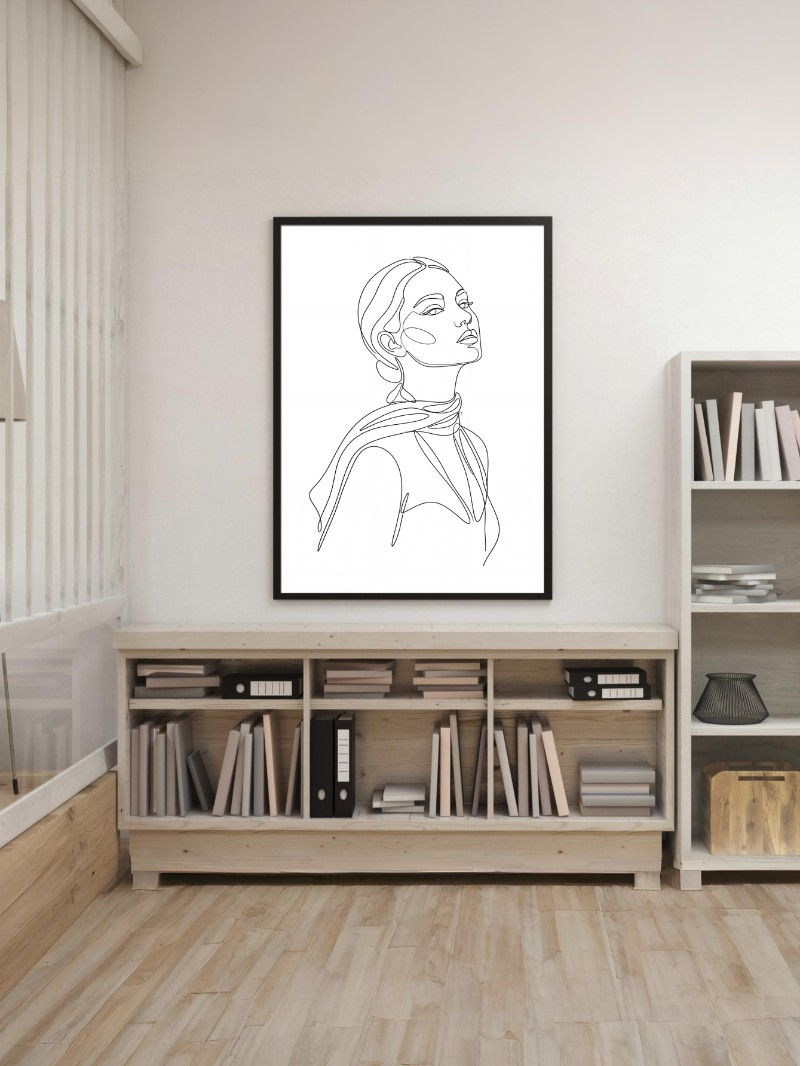 Tranh Line Art Tối Giản: Vũ Điệu Đường Nét Trên Nền Trắng Thuần Khiết mockup