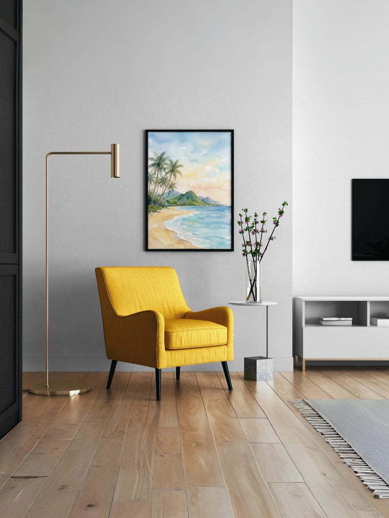 Sắc Lam Anapali Maui: Tranh Màu Nước Hawaii Xoa Dịu Tâm Hồn mockup