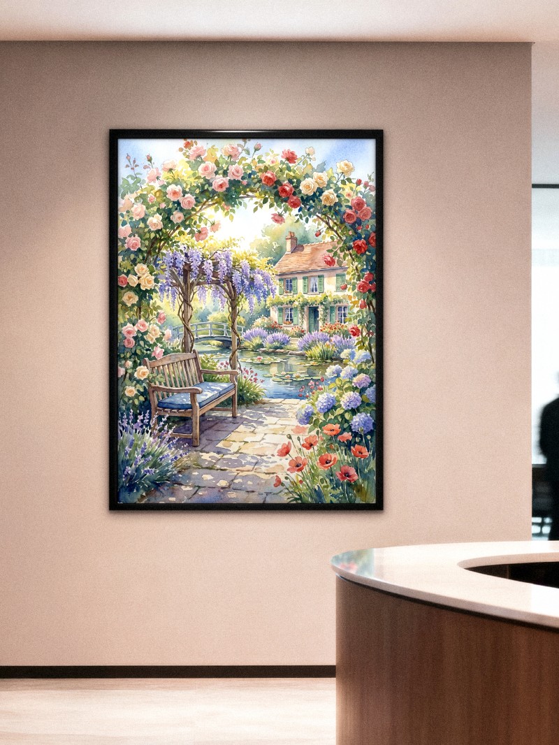 Hồn Thơ Giverny: Tranh Màu Nước Khu Vườn Claude Monet Lãng Mạn mockup