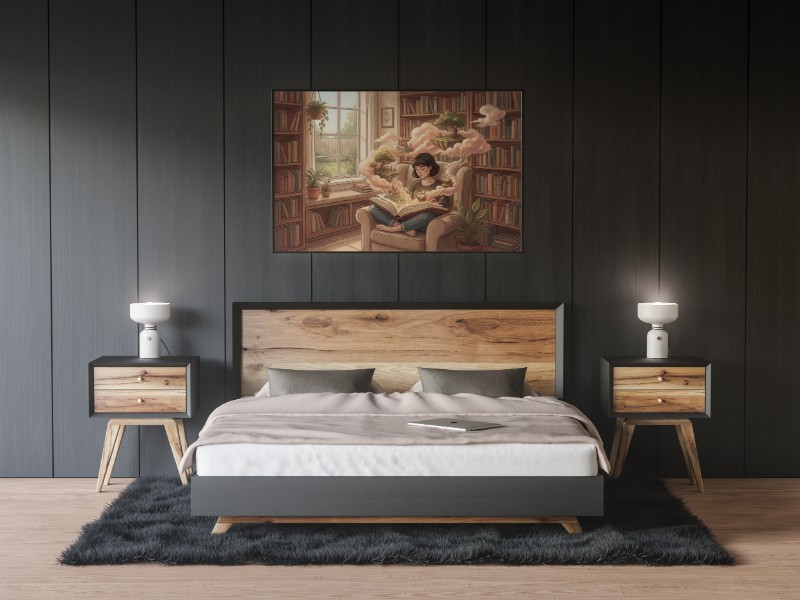 Tranh Nghệ Thuật "Lạc Lối Trong Một Cuốn Sách" - Nét Vẽ Thư Giãn Hiện Đại mockup