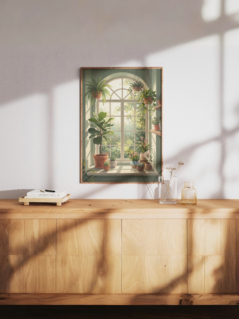 Bên Cửa Sổ Nắng: Tranh Cây Cảnh Hiện Đại Cho Tâm Hồn Thư Thái mockup