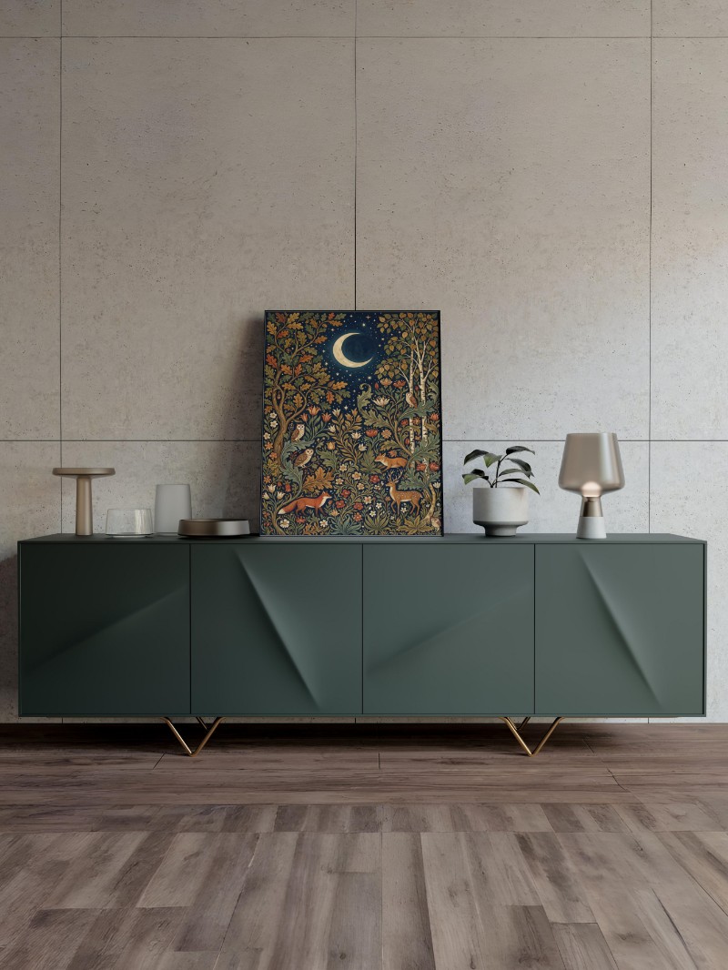 Tranh "Đêm Trong Rừng" William Morris: Nghệ Thuật Thư Giãn Độc Bản mockup