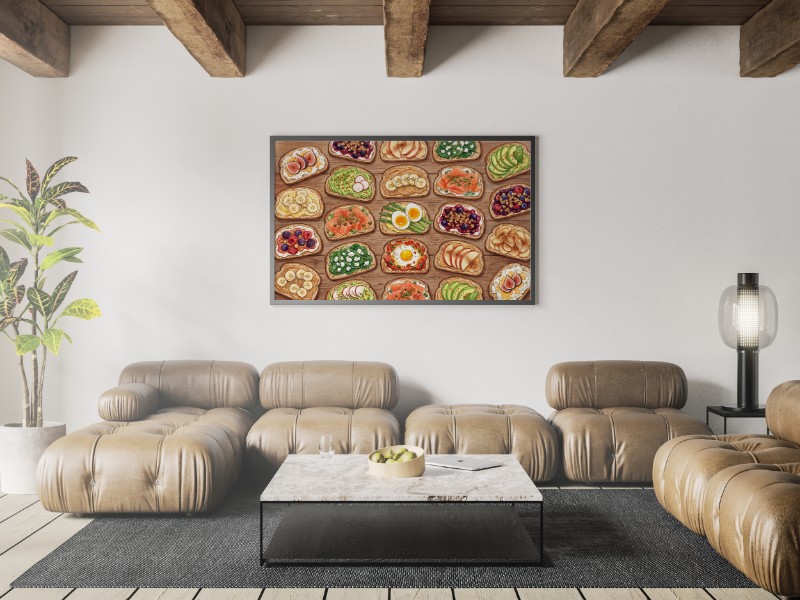 Nghệ Thuật Bữa Sáng: Tranh Bộ Bánh Mì Nướng Vàng Ruộm Ấm Cúng mockup