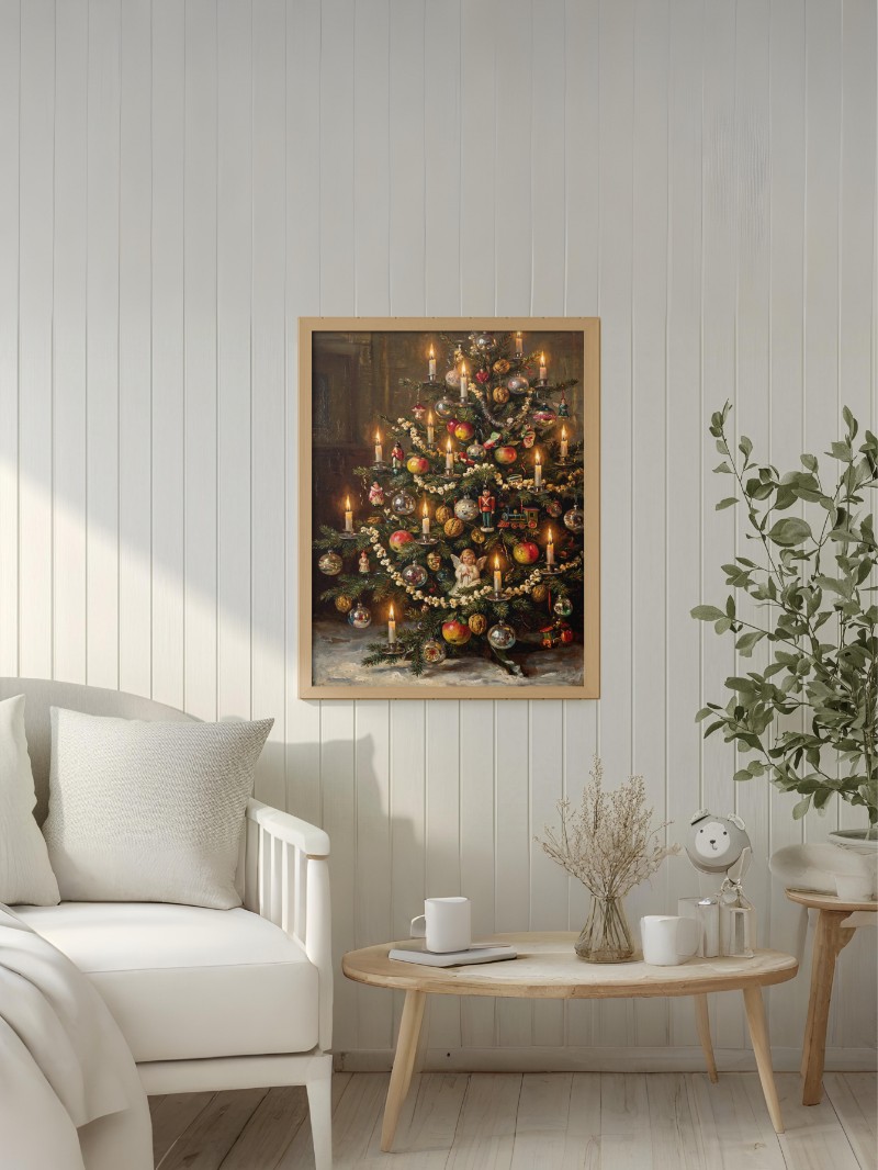 Tranh Cây Thông Noel Vintage mockup