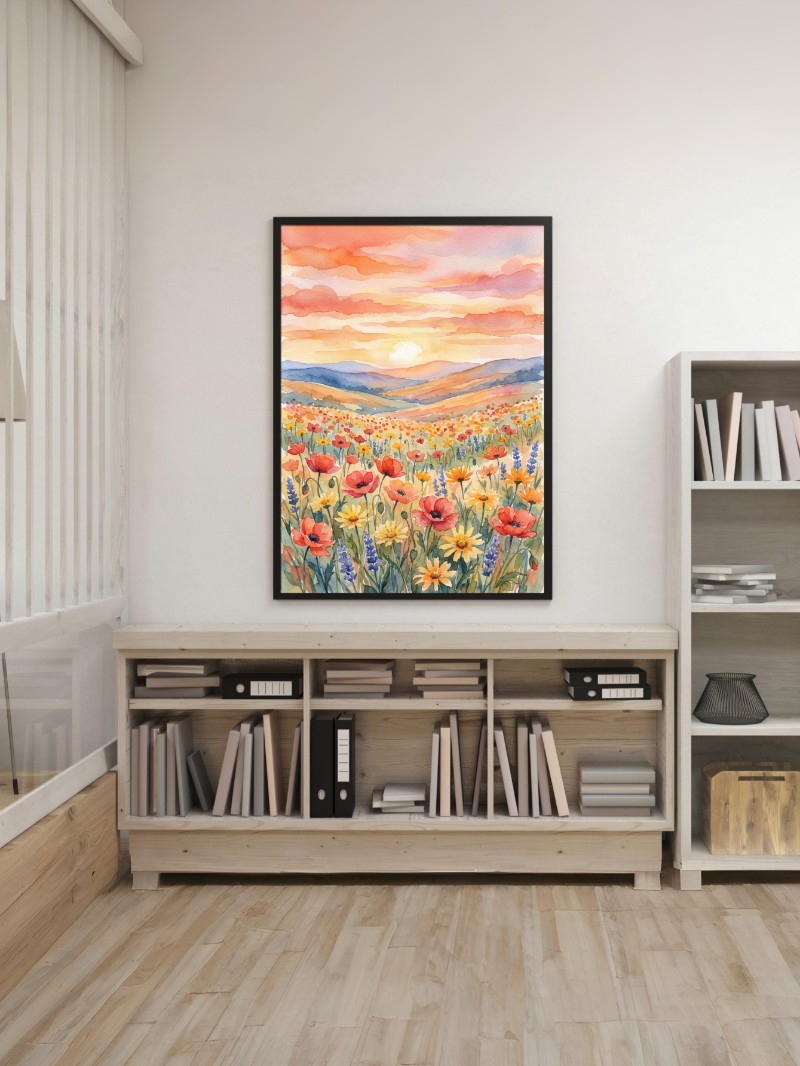 Sắc Hoa Đồng Nội - Tranh Sơn Dầu Cổ Điển Khổ Vuông Tinh Tế mockup