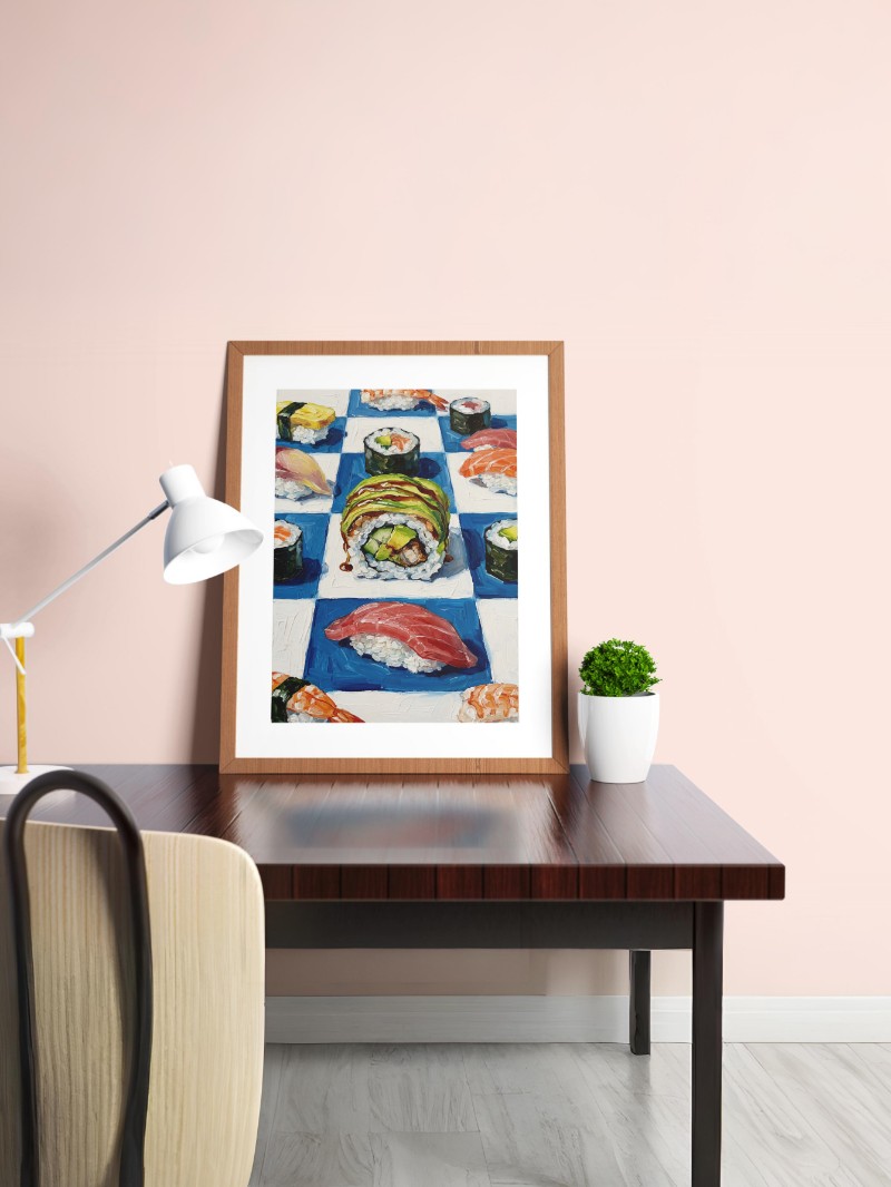 Sushi Bàn Cờ Xanh: Tuyệt Tác Nghệ Thuật Ẩm Thực Tinh Tế mockup