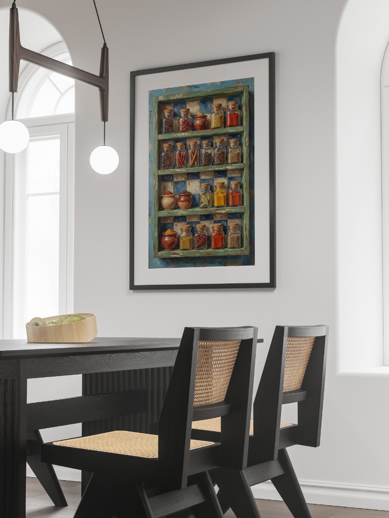 Bản Giao Hưởng Gia Vị: Tranh Kệ Bếp Sắc Xanh Thanh Tao mockup