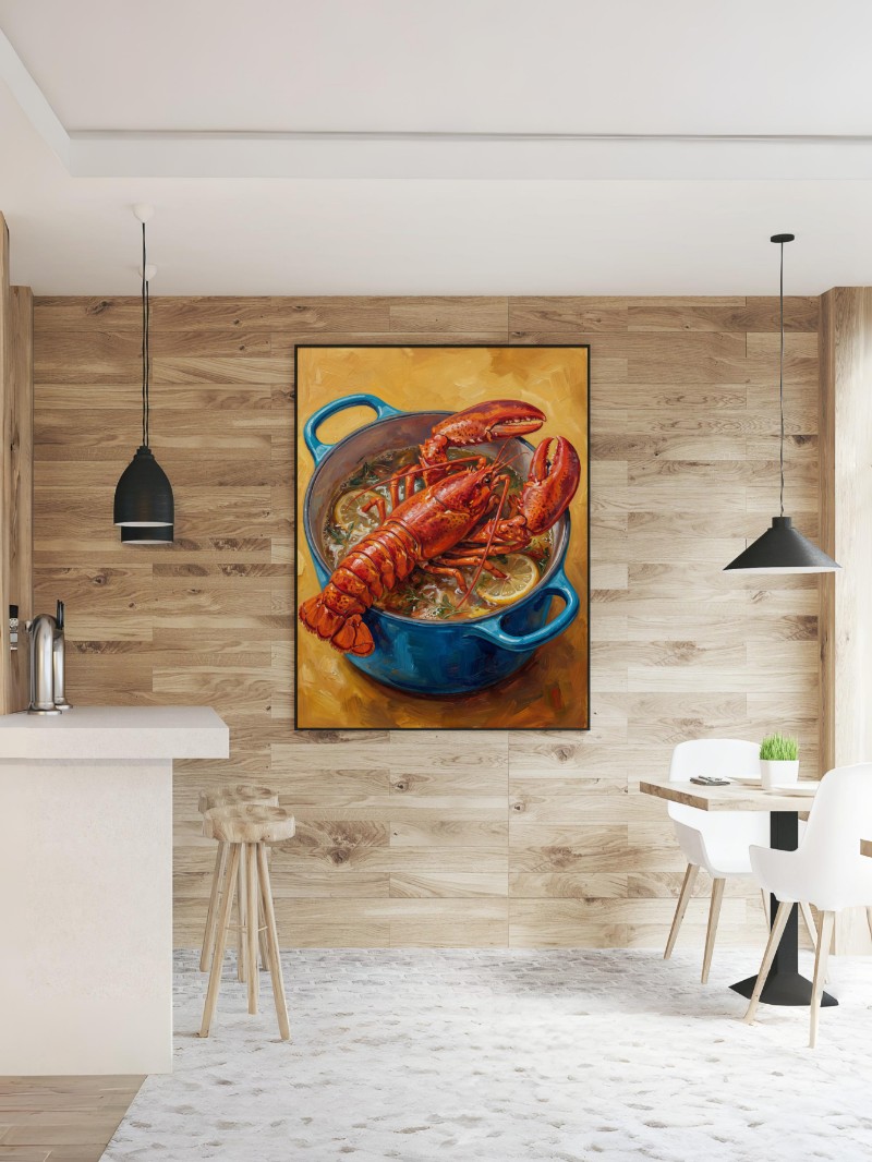 Tuyệt Tác Ẩm Thực: Tôm Hùm Đỏ Trong Nồi Đồng Cổ Điển mockup