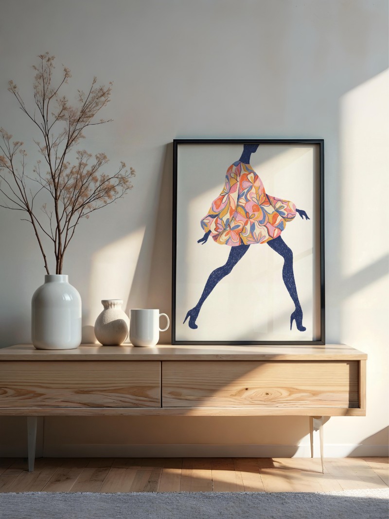 Nét Kiêu Sa Của Váy In Họa Tiết Trong Tranh Thời Trang Đương Đại mockup