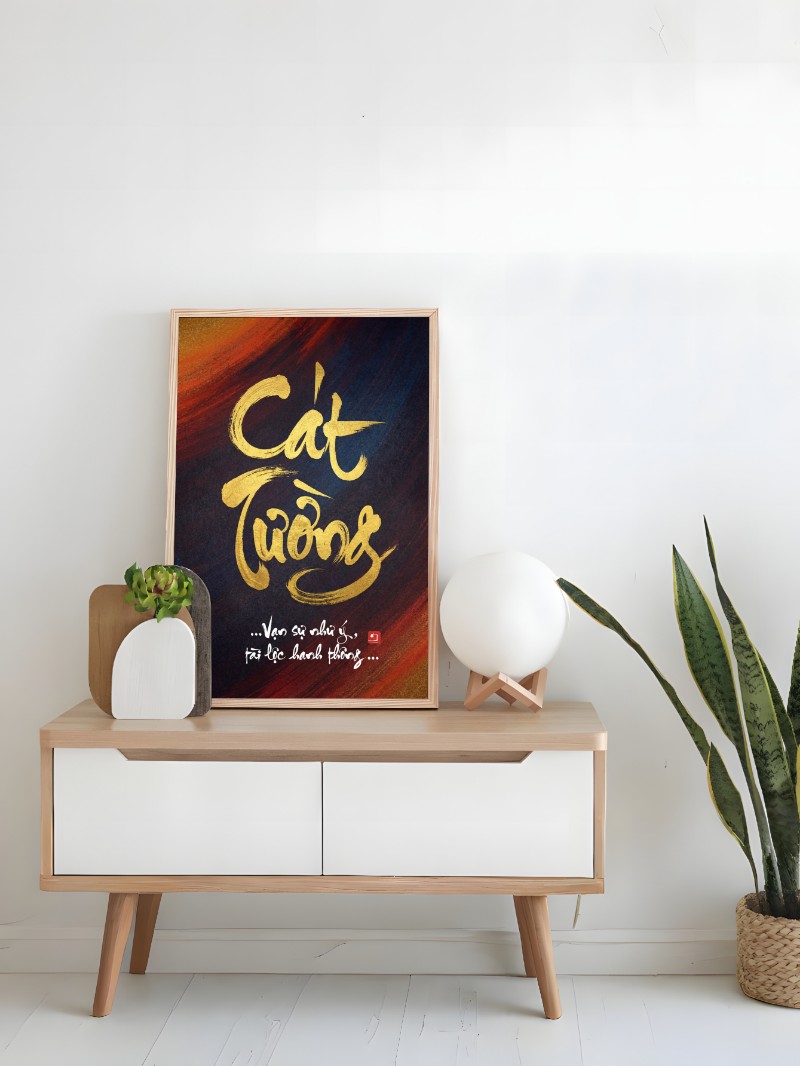 Tuyệt Tác Tranh Thư Pháp Cát Tường – Nét Bút Phượng Múa Khơi Nguồn Đại Cát mockup