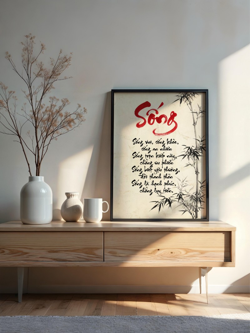 Tranh Thư Pháp 'Sống' - Tuyệt Tác Khơi Nguồn Sinh Khí mockup