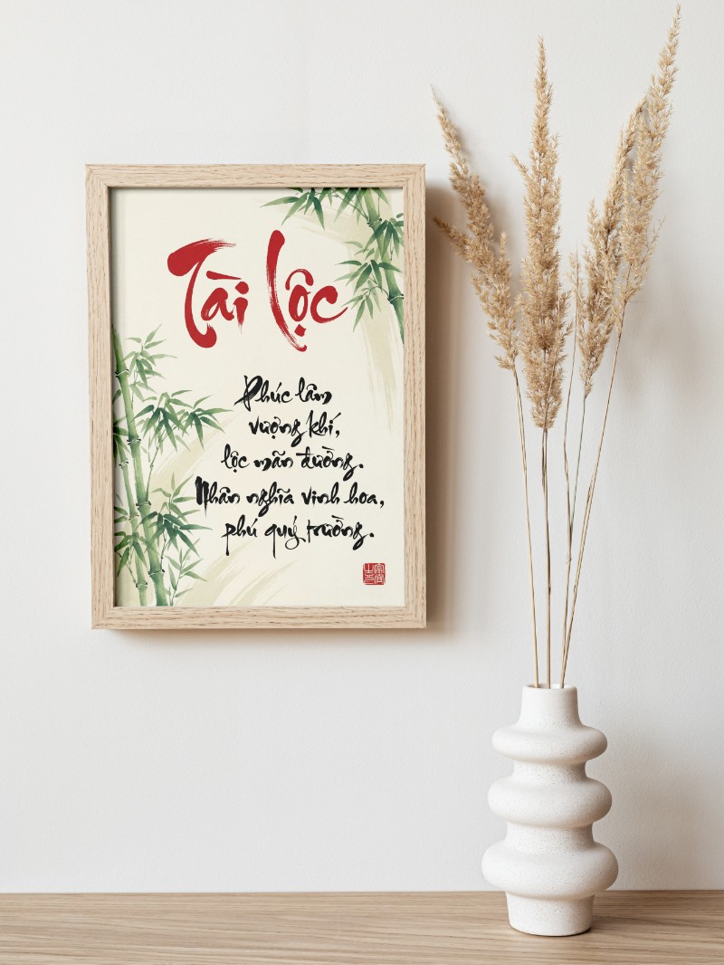 Tranh Thư Pháp Tài Lộc Độc Bản - Tinh Hoa Nét Bút Khởi Sắc Thịnh Vượng mockup