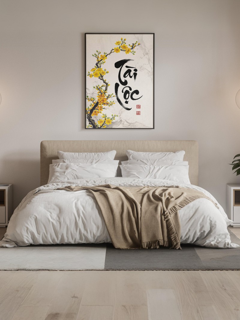 Tranh Thư Pháp Tài Lộc – Nét Bút Phượng Múa Khơi Nguồn Thịnh Vượng mockup