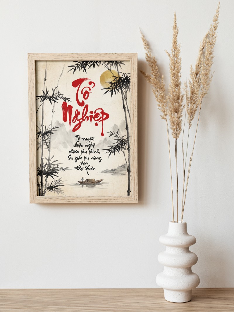 Tranh Thư Pháp Tổ Nghiệp - Khởi Nguồn Thành Công Và Tri Ân Sâu Sắc mockup