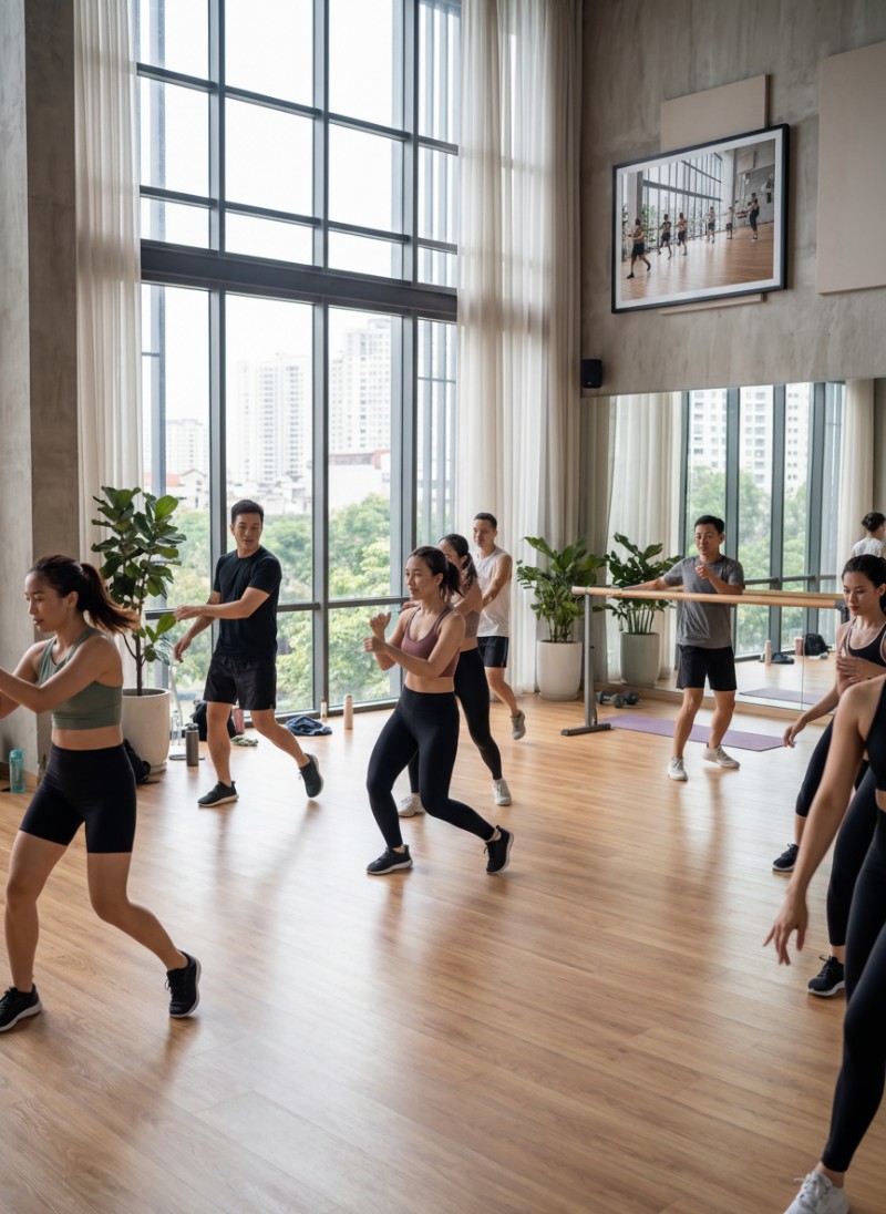 Phòng tập nhảy tại gia hiện đại mockup