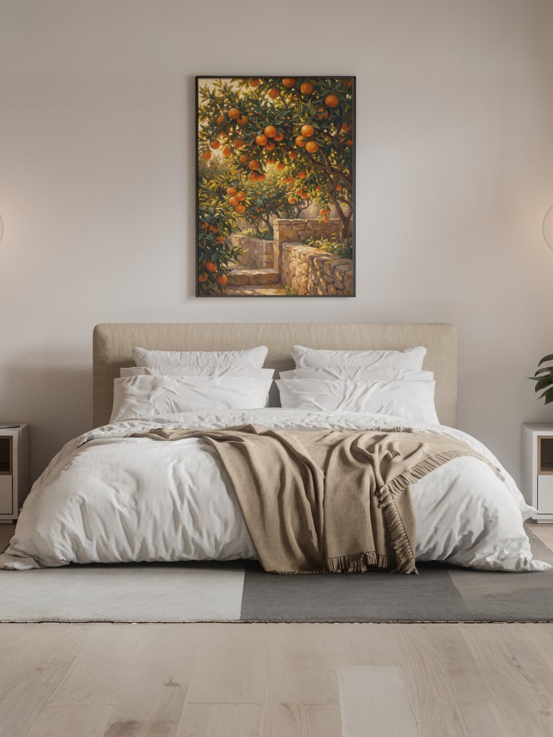 Tranh Cam Trong Vườn - Vẻ Đẹp Nghệ Thuật Độc Bản Và Sang Trọng mockup