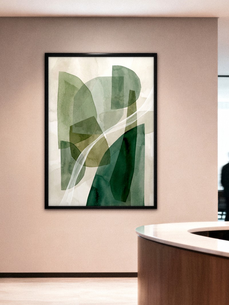 Tranh Treo Tường Hình Khối Trừu Tượng Xanh Lá mockup
