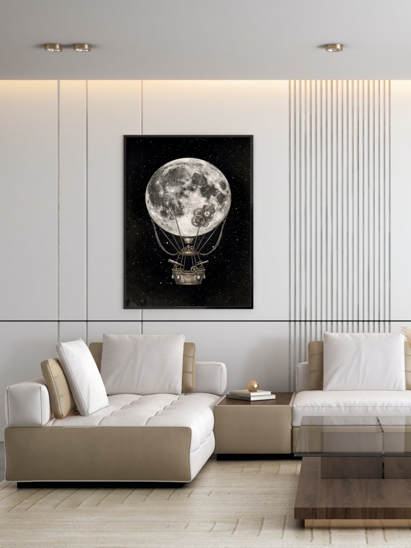 Tranh Khinh Khí Cầu Mặt Trăng mockup