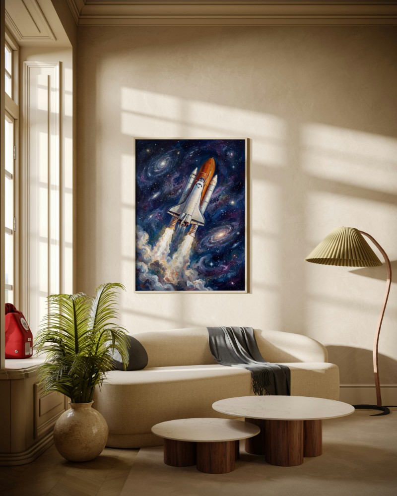 Tranh Vũ Trụ Phóng Tàu Con Thoi mockup