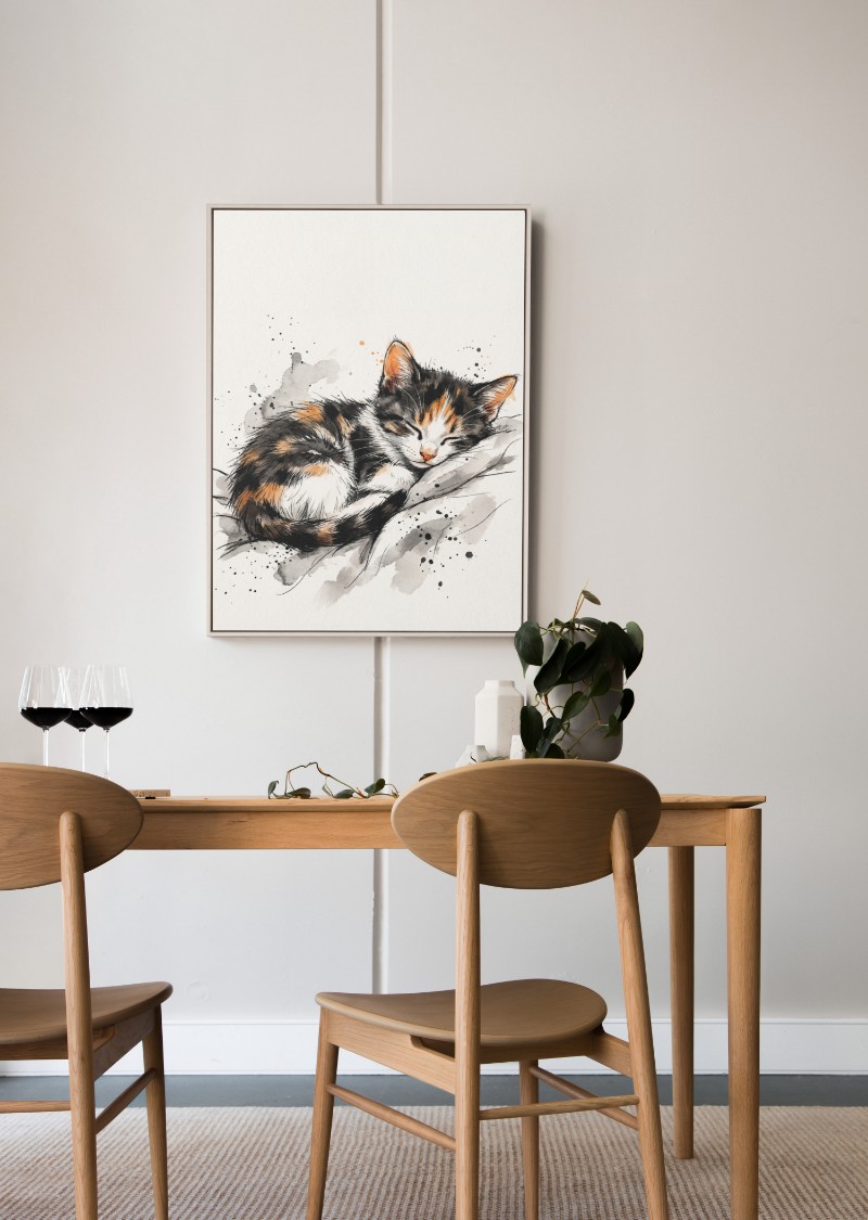 Tranh Mèo Con Nghệ Thuật Sống Động - Tác Phẩm Vẽ Tay Tinh Xảo mockup