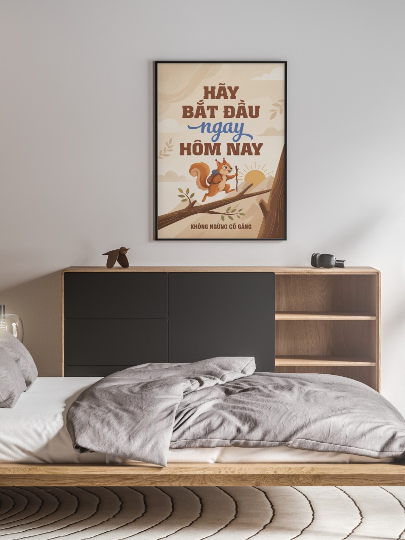 Tranh Động Lực Slogan Hày Bắt Đầu Ngày Hôm Nay - Nghệ Thuật Truyền Cảm Hứng Mỗi Ngày mockup