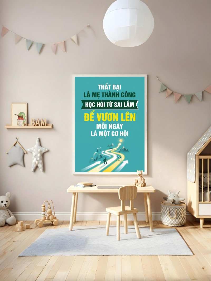 Tranh Động Lực Slogan Thất Bại Là Mẹ Thành Công mockup