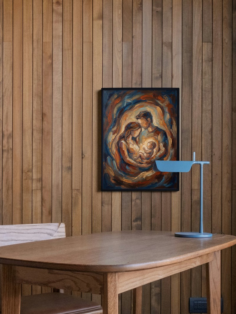 Tranh Sơn Dầu Thai Nhi Trừu Tượng - Nghệ Thuật Tối Giản Cho Tổ Ấm mockup