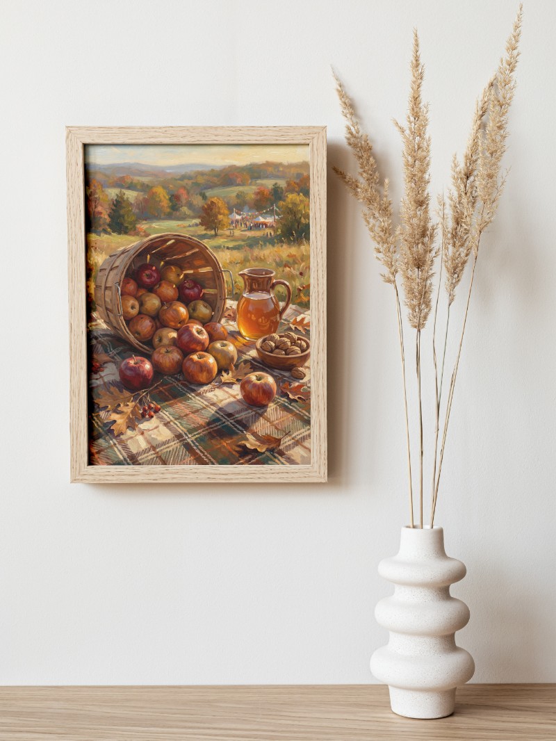 Tranh Tĩnh Vật Táo Mùa Thu mockup