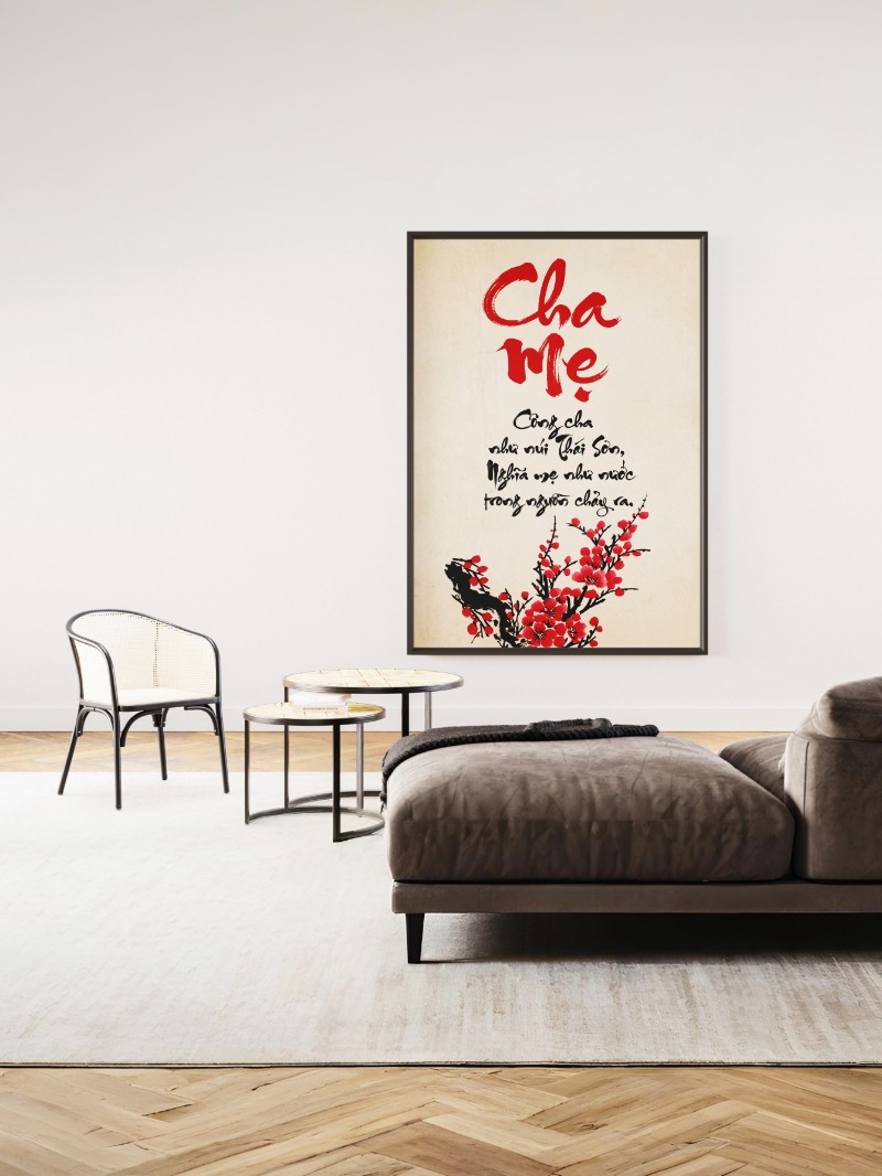 Tranh Thư Pháp Cha Mẹ - Đạo Hiếu Vẹn Tròn Khắc Họa Thủ Công mockup