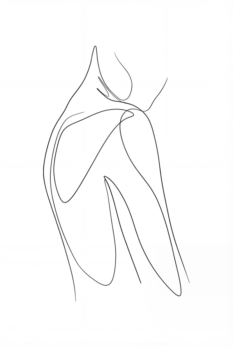 Tranh Line Art Đường Vai Tối Giản mockup
